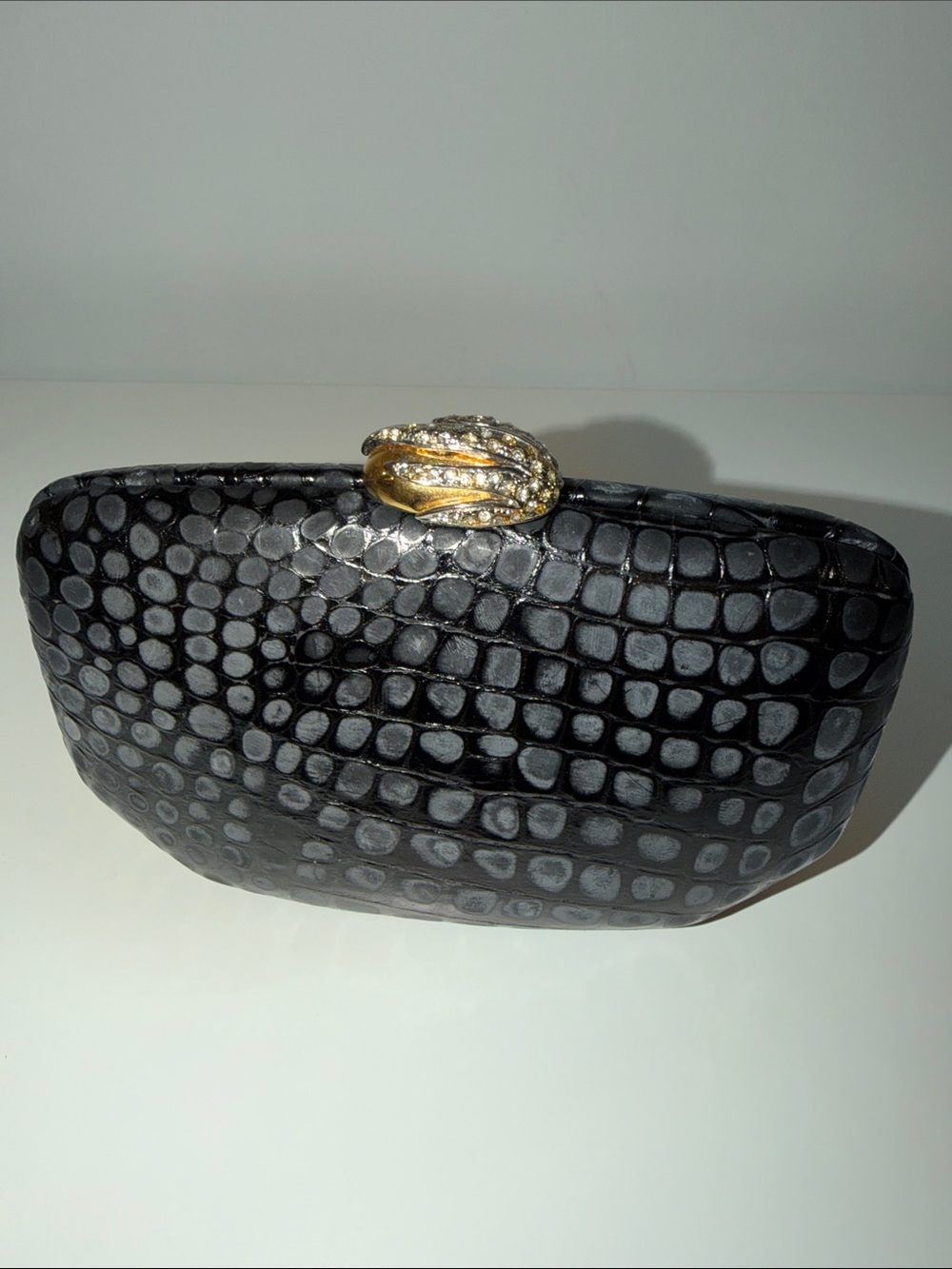 Vintage RODO Italy black croc embossed leather clutch shoulder bag - Picture 7 of 14